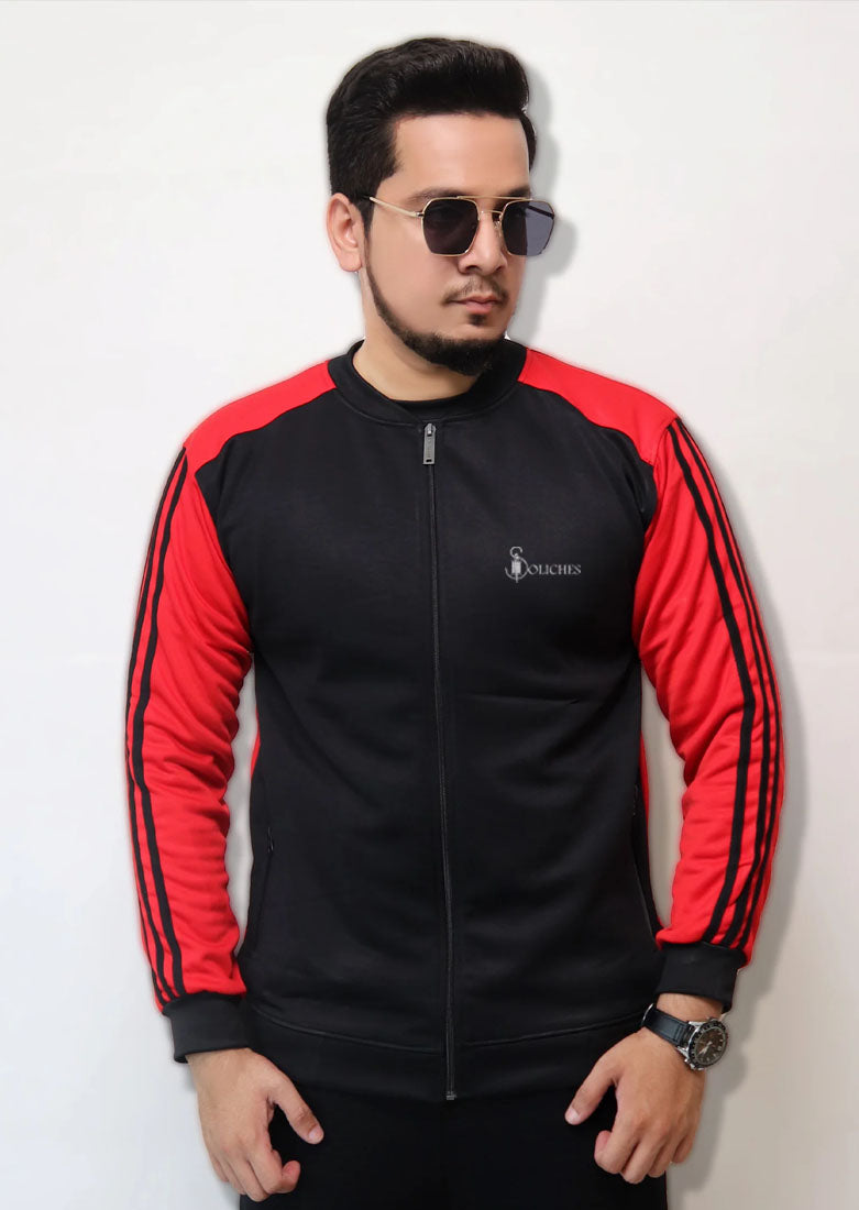 Red Contrast Sleeve Jacket