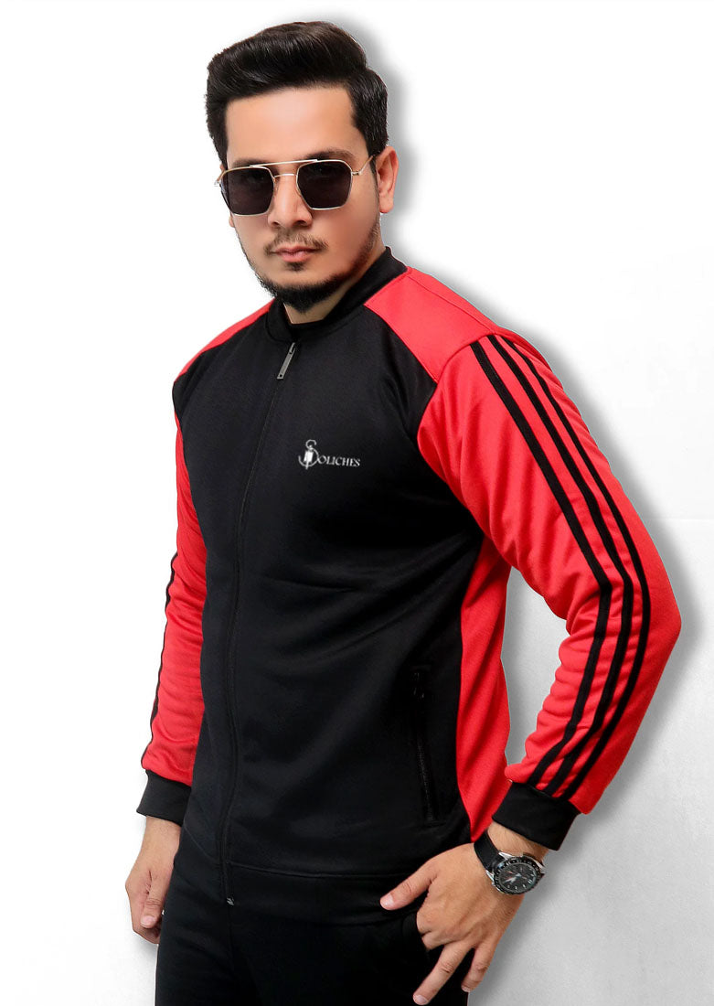 Red Contrast Sleeve Jacket