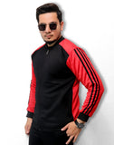 Red Contrast Sleeve Jacket