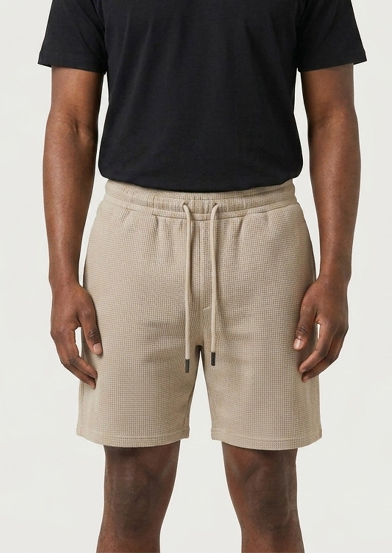 Soliches - Beige Textured Waffle Short