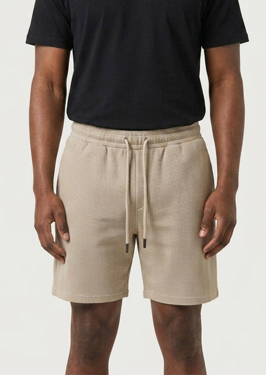 Soliches - Beige Textured Waffle Short