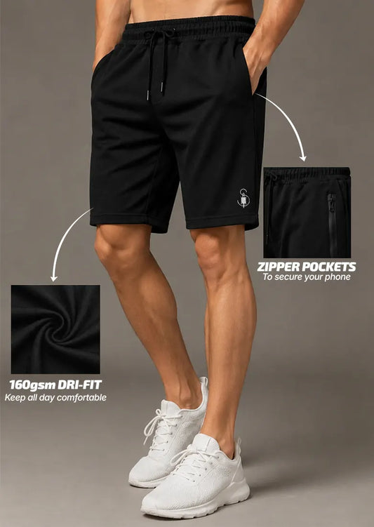 Black Dr-Fit Zipper Short For Athletes - Soliches