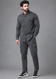 Cargo Pocket Safari charcoal Winter Men's Tracksuit