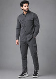 Cargo Pocket Safari charcoal Winter Men's Tracksuit