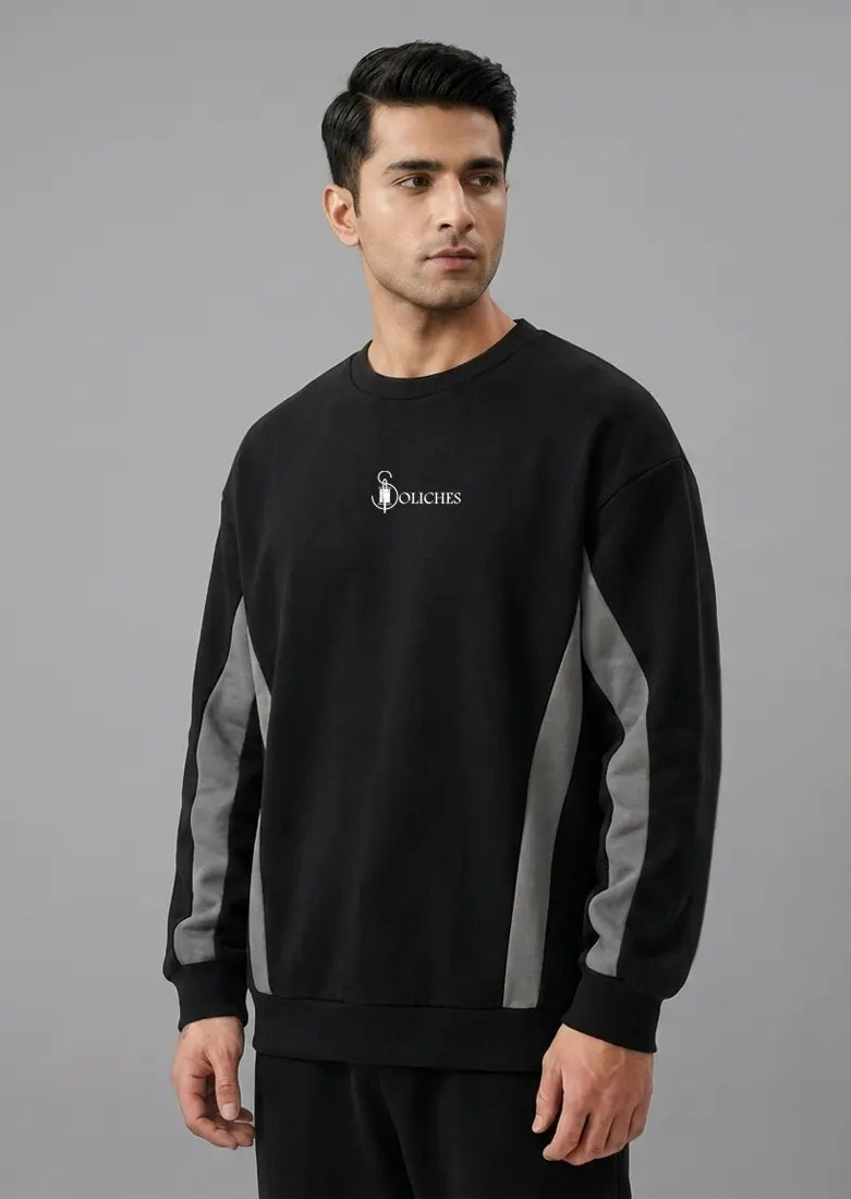 Soliches - Steel grey Under Panel Sweatshirt For Men | Polyester Fleece