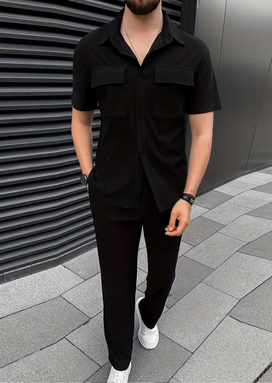 Soliches – Premium Black Safari Suit For Mens