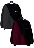 Bundle Of 2 Steel Grey & Maroon Contrast Sweatshirts For Mens