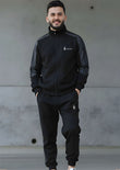Steel Grey Zipper Pannel Winter Tracksuit For Mens