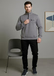 Grey Zip Colar Zipper Tracksuit For Mens