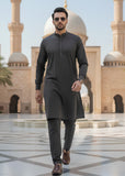 Charcoal Grey Wash n Wear Formal Kurta Pajama