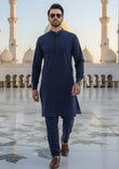 Navy Blue Wash n Wear Formal Kurta Pajama