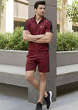 Maroon Black Half Zipper Summer Co-Ord Set