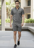 Steel Grey Black Half Zipper Summer Co-Ord Set