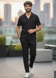 Soliches Premium Black Waffle Knitted Tracksuit For Mens