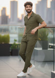 Soliches Premium Olive Waffle Knitted Tracksuit For Mens