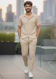 Soliches Premium Camel Waffle Knitted Tracksuit For Mens