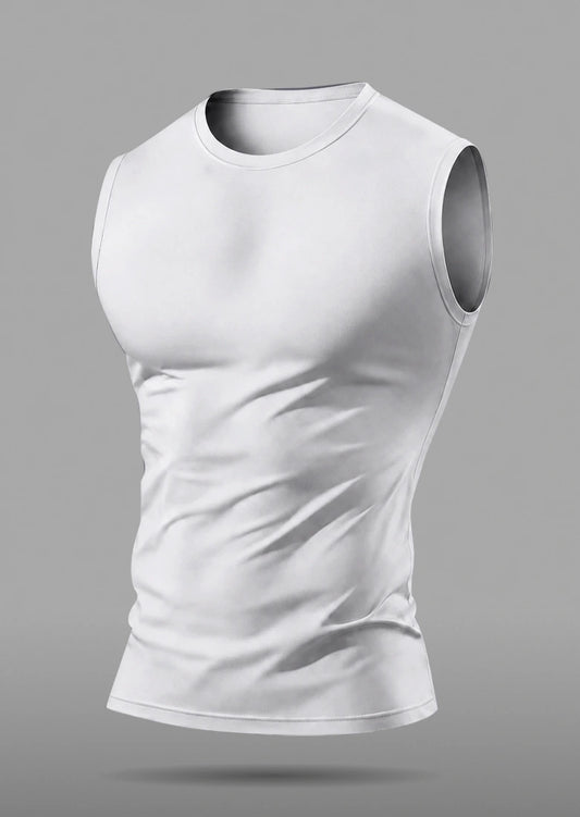 Soliches - Premium White Dri-Fit Plain Gym Sando