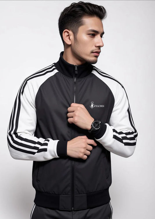 White Contrast Sleeve Jacket