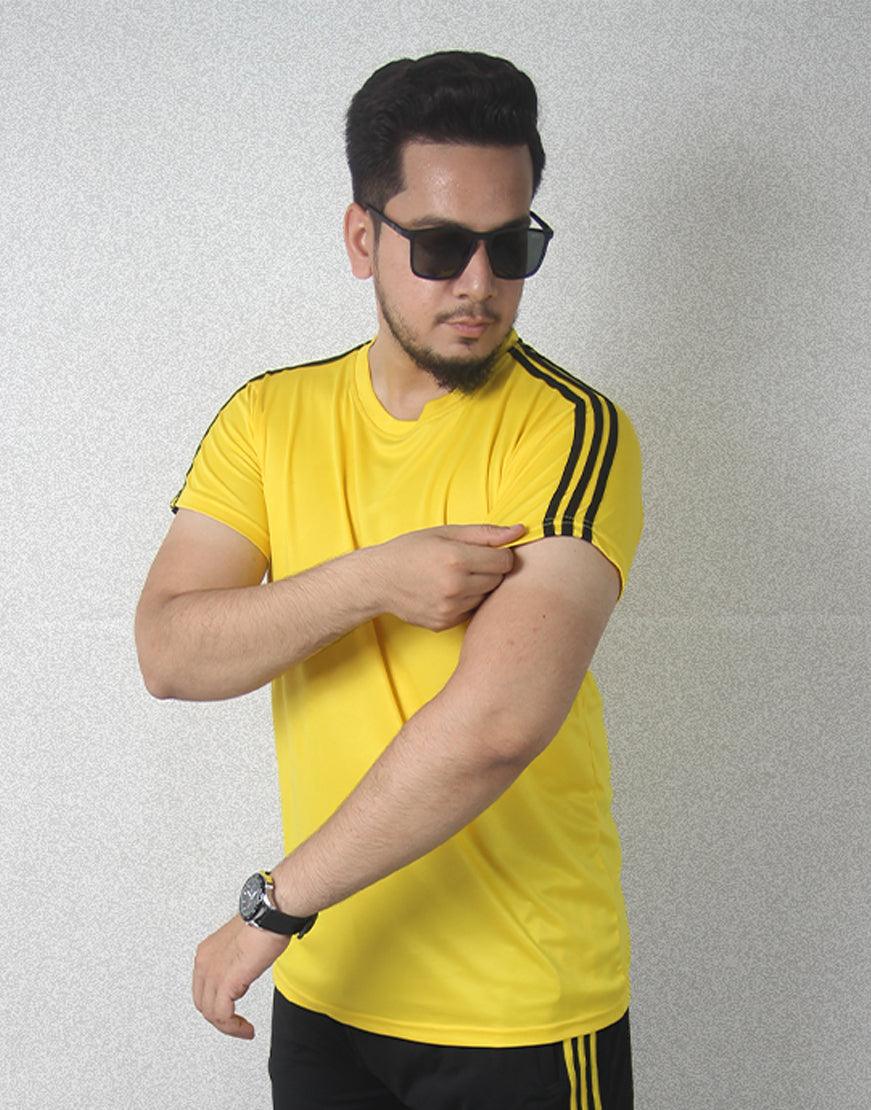 Yellow Stripes Dry Fit T-Shirt - Soliches